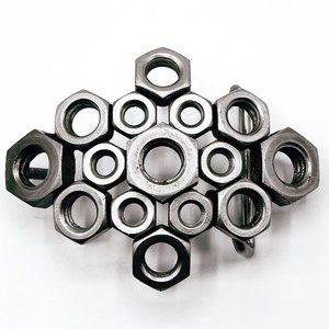 Vintage 70's Welded Steel Hex Nut Belt Buckle, Handcrafted Wearable Art